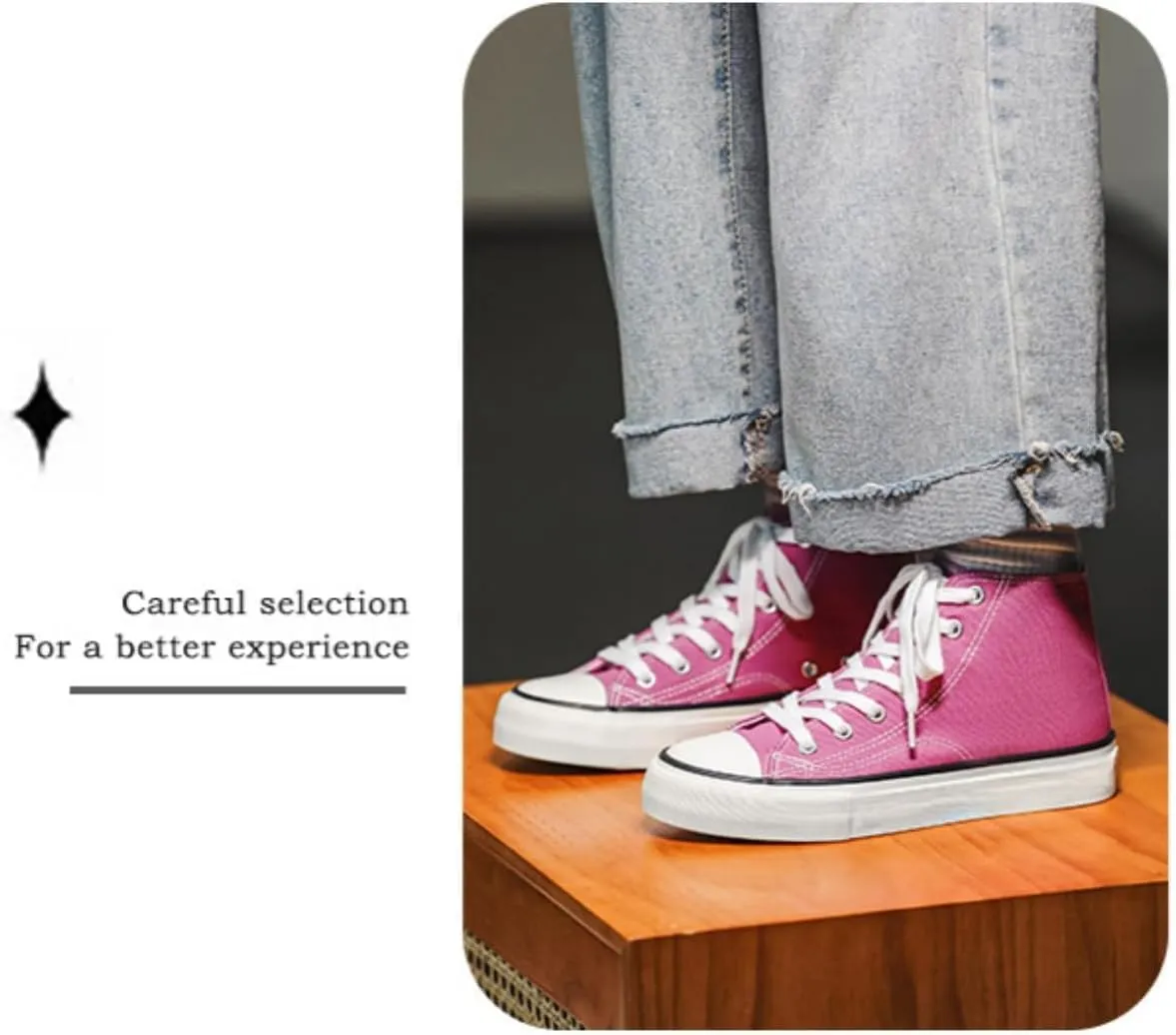 1970s Retro Canvas Sneakers Women High Top Lace-Up Vulcanized Skate Shoes Korean Style Casual Platform Shoes for Teen Girls School Spring Summer