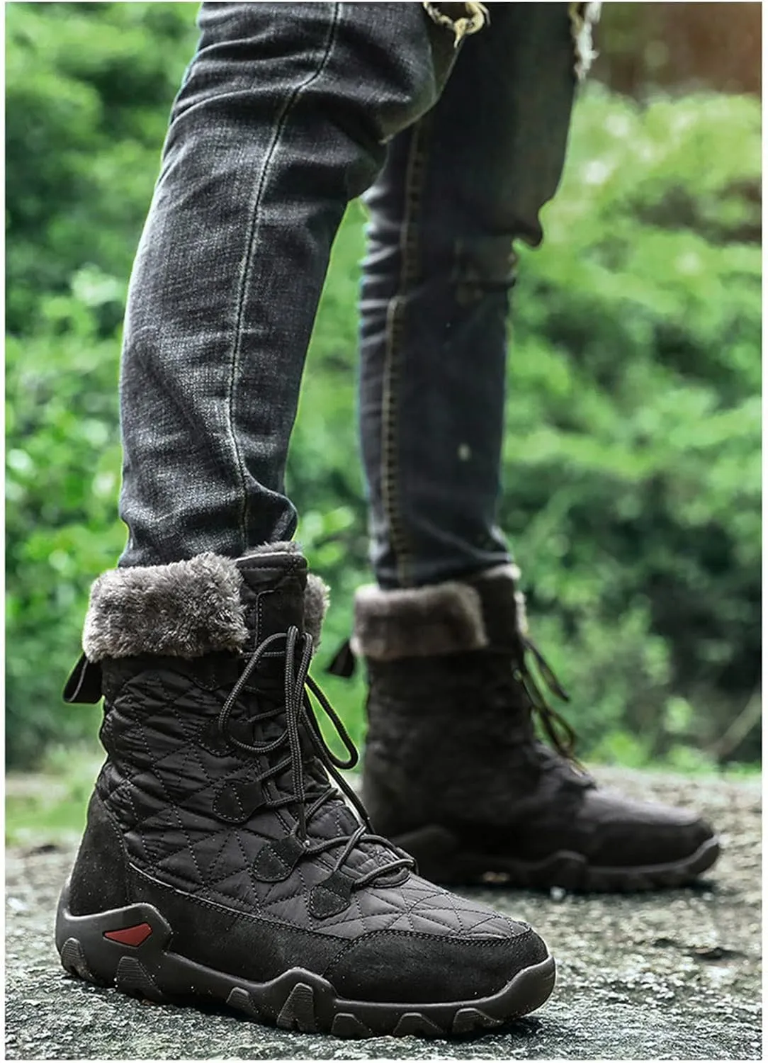 2021 Winter Waterproof High Top Cotton Shoes, Warm Casual Snow Boots Long Hiking Boots, Waterproof Fur Lined Outdoor Hiking Warm Casual Snow Boots