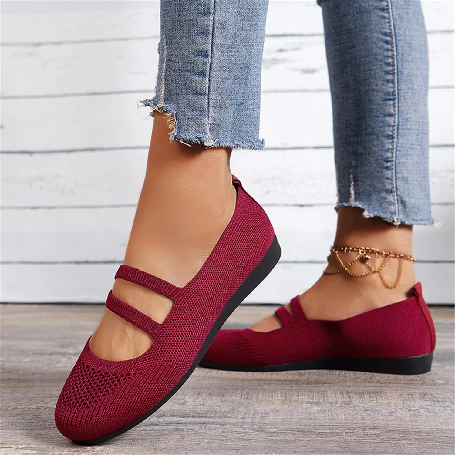 AMDBEL Ballet Flats Shoes for Women Dressy, Women's Embroidery Slip On Flats Round Toe Casual Linen Dress Ballerina Shoes
