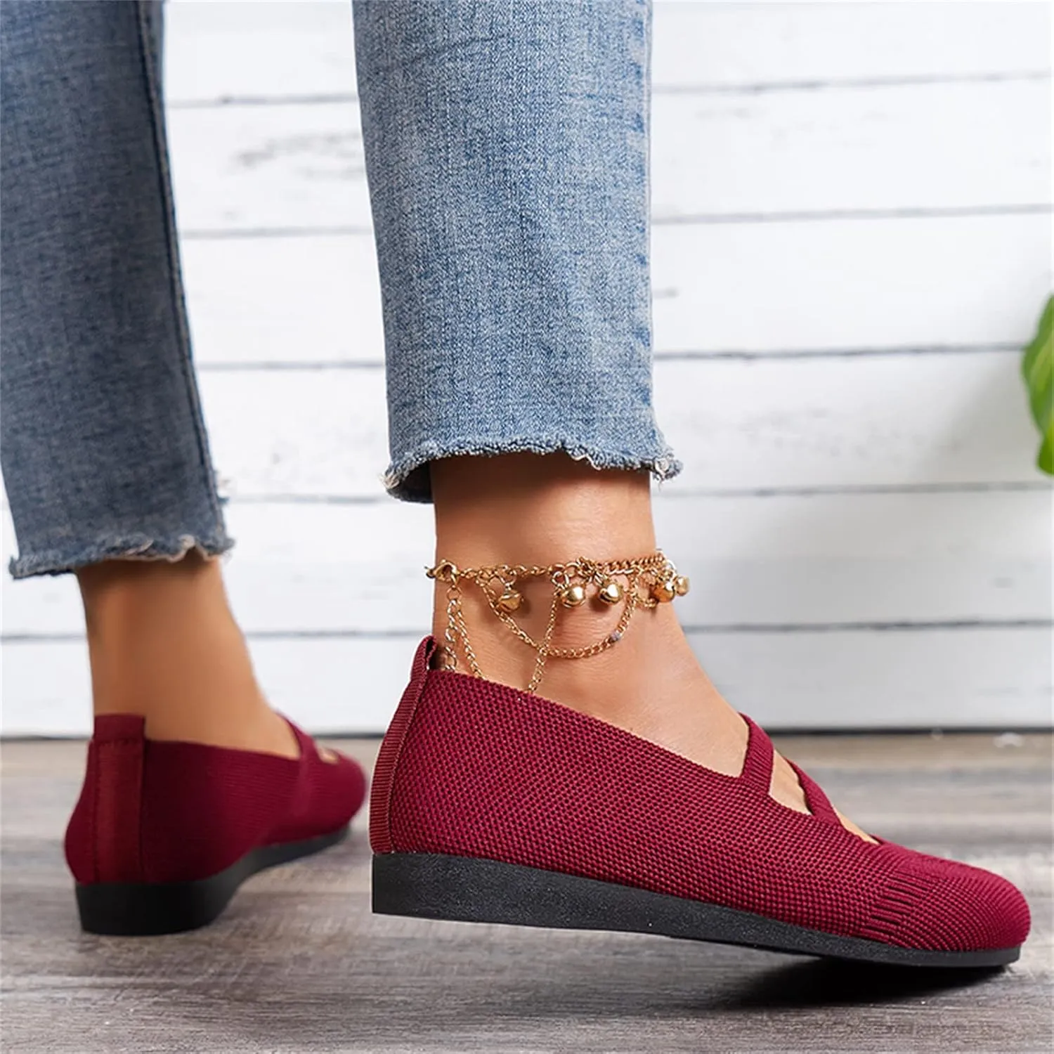 AMDBEL Ballet Flats Shoes for Women Dressy, Women's Embroidery Slip On Flats Round Toe Casual Linen Dress Ballerina Shoes