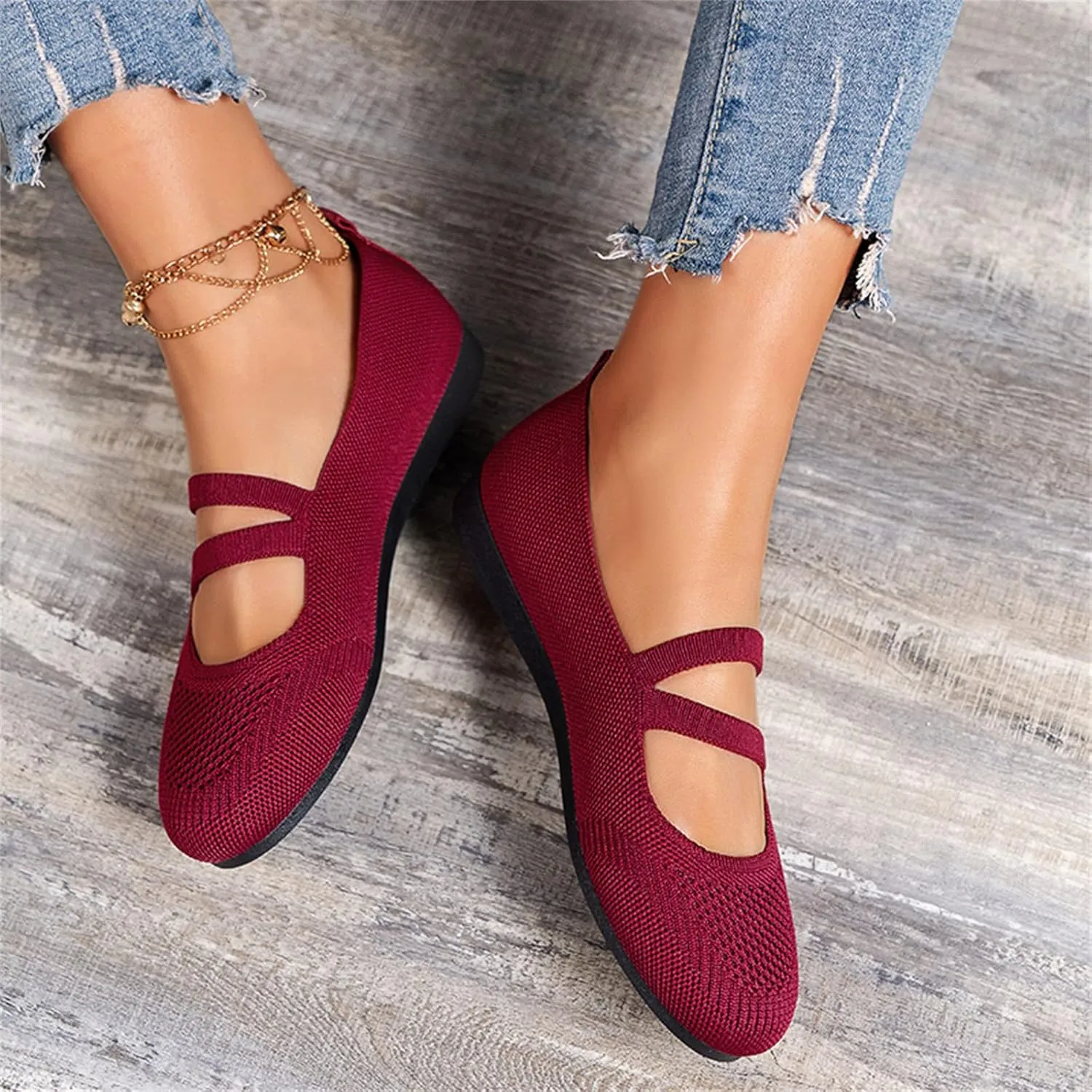AMDBEL Ballet Flats Shoes for Women Dressy, Women's Embroidery Slip On Flats Round Toe Casual Linen Dress Ballerina Shoes