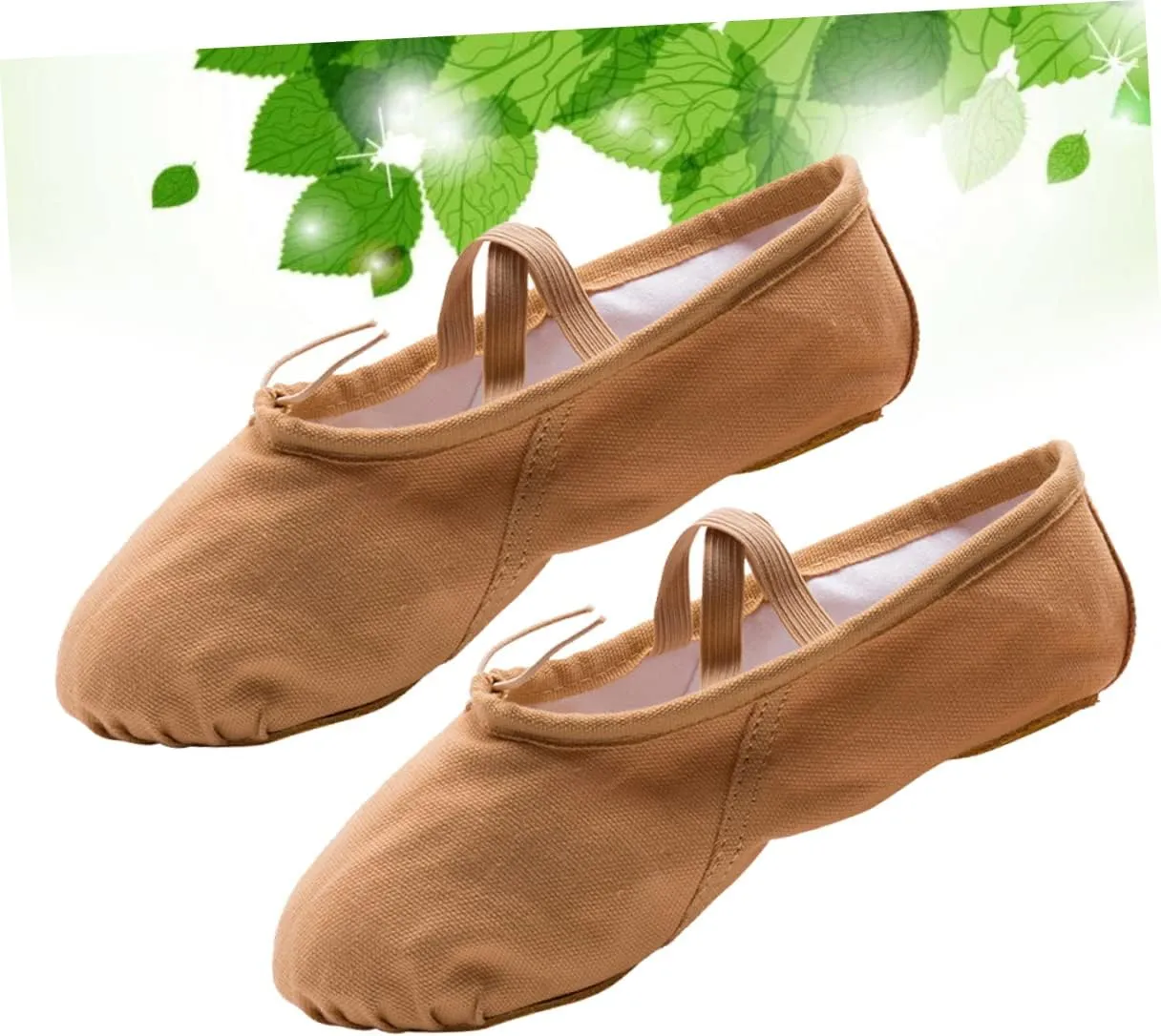 Amosfun 1 Pair Princess Ballet Shoes Ballet Dancer Shoes Girls Ballet Flats Ballet Shoes Slippers Flats Canvas Dance Shoes Ballet Practice Shoes Sole Ballet Shoe Yoga Shoes Soles Aldult Light Brown