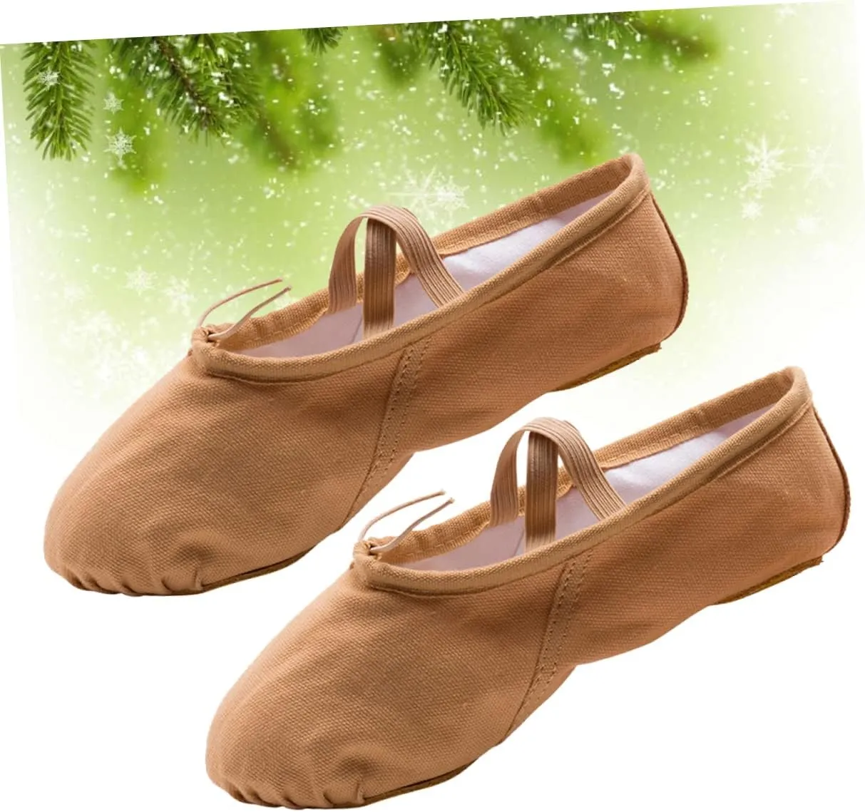 Amosfun 1 Pair Princess Ballet Shoes Ballet Dancer Shoes Girls Ballet Flats Ballet Shoes Slippers Flats Canvas Dance Shoes Ballet Practice Shoes Sole Ballet Shoe Yoga Shoes Soles Aldult Light Brown