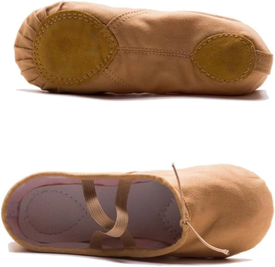 Amosfun 1 Pair Princess Ballet Shoes Ballet Dancer Shoes Girls Ballet Flats Ballet Shoes Slippers Flats Canvas Dance Shoes Ballet Practice Shoes Sole Ballet Shoe Yoga Shoes Soles Aldult Light Brown