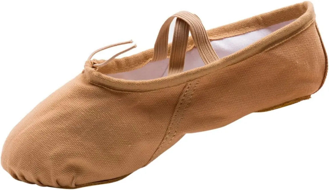 Amosfun 1 Pair Princess Ballet Shoes Ballet Dancer Shoes Girls Ballet Flats Ballet Shoes Slippers Flats Canvas Dance Shoes Ballet Practice Shoes Sole Ballet Shoe Yoga Shoes Soles Aldult Light Brown