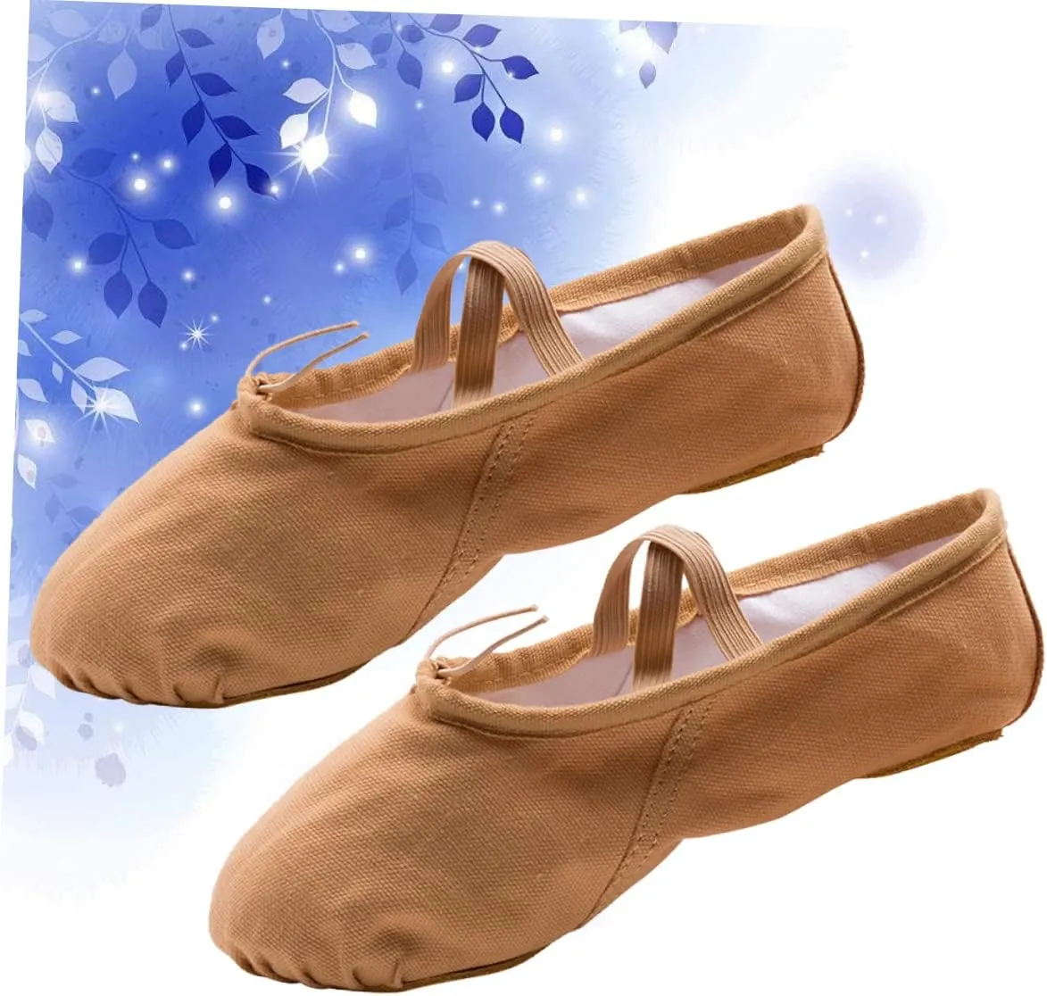 Amosfun 1 Pair Princess Ballet Shoes Ballet Dancer Shoes Girls Ballet Flats Ballet Shoes Slippers Flats Canvas Dance Shoes Ballet Practice Shoes Sole Ballet Shoe Yoga Shoes Soles Aldult Light Brown