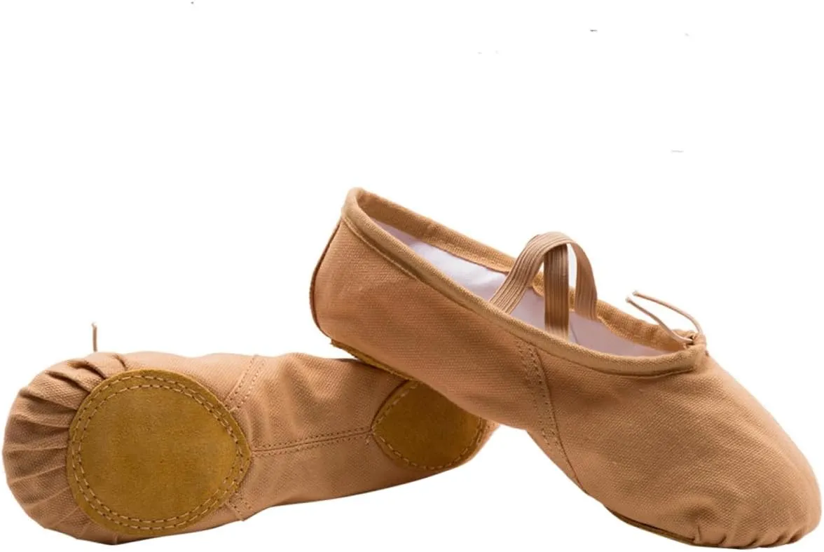 Amosfun 1 Pair Princess Ballet Shoes Ballet Dancer Shoes Girls Ballet Flats Ballet Shoes Slippers Flats Canvas Dance Shoes Ballet Practice Shoes Sole Ballet Shoe Yoga Shoes Soles Aldult Light Brown