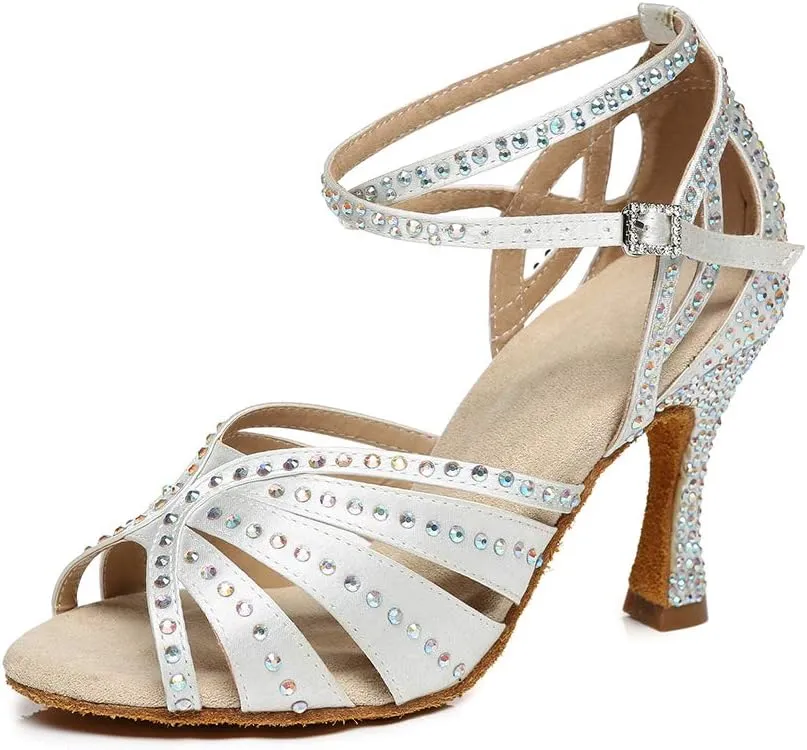 AOQUNFS Rhinestones Ballroom Dance Shoes Women Latin Salsa Practice Performance Dance Shoes,Model L440