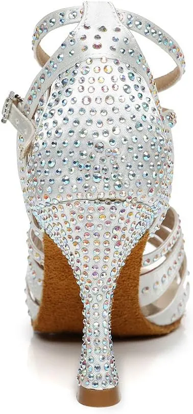 AOQUNFS Rhinestones Ballroom Dance Shoes Women Latin Salsa Practice Performance Dance Shoes,Model L440