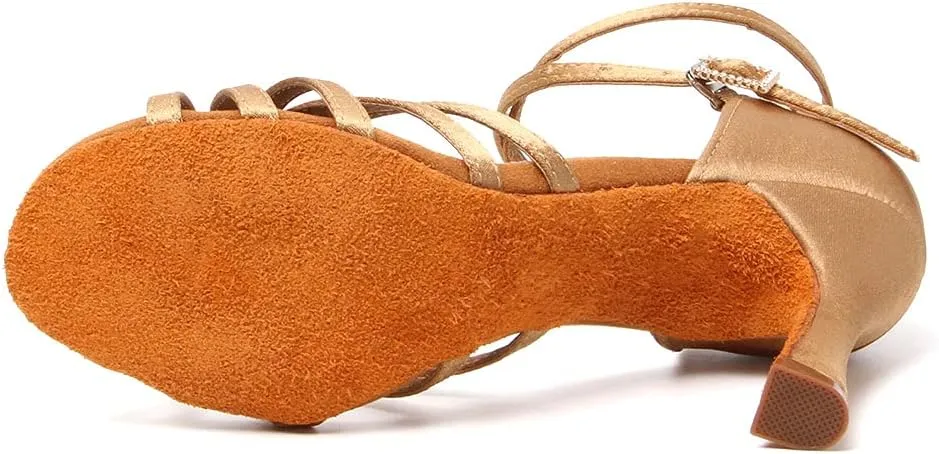 AOQUNFS Women's Latin Dance Shoes Satin Ballroom Salsa Practice Performance Dance Shoes,GB213