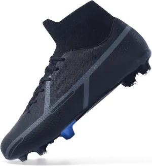 Boys Football Cleats Training Outdoor Indoor Soccer Cleats Soccer Shoes Men Tacos para Futbol para Hombre,Black,US Men 8.5