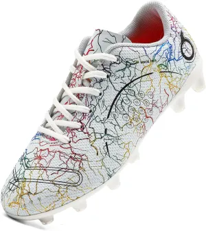 Boys' Soccer Shoes Kids Firm Ground Soccer Cleats Girls Athletic Sneakers Outdoor Turf Football Shoes for Little/Big Kid