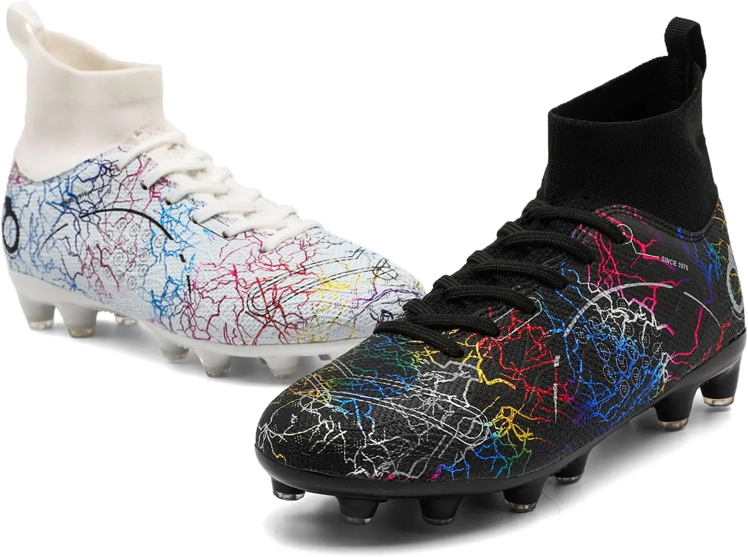 Boys' Soccer Shoes Kids Firm Ground Soccer Cleats Girls Athletic Sneakers Outdoor Turf Football Shoes for Little/Big Kid