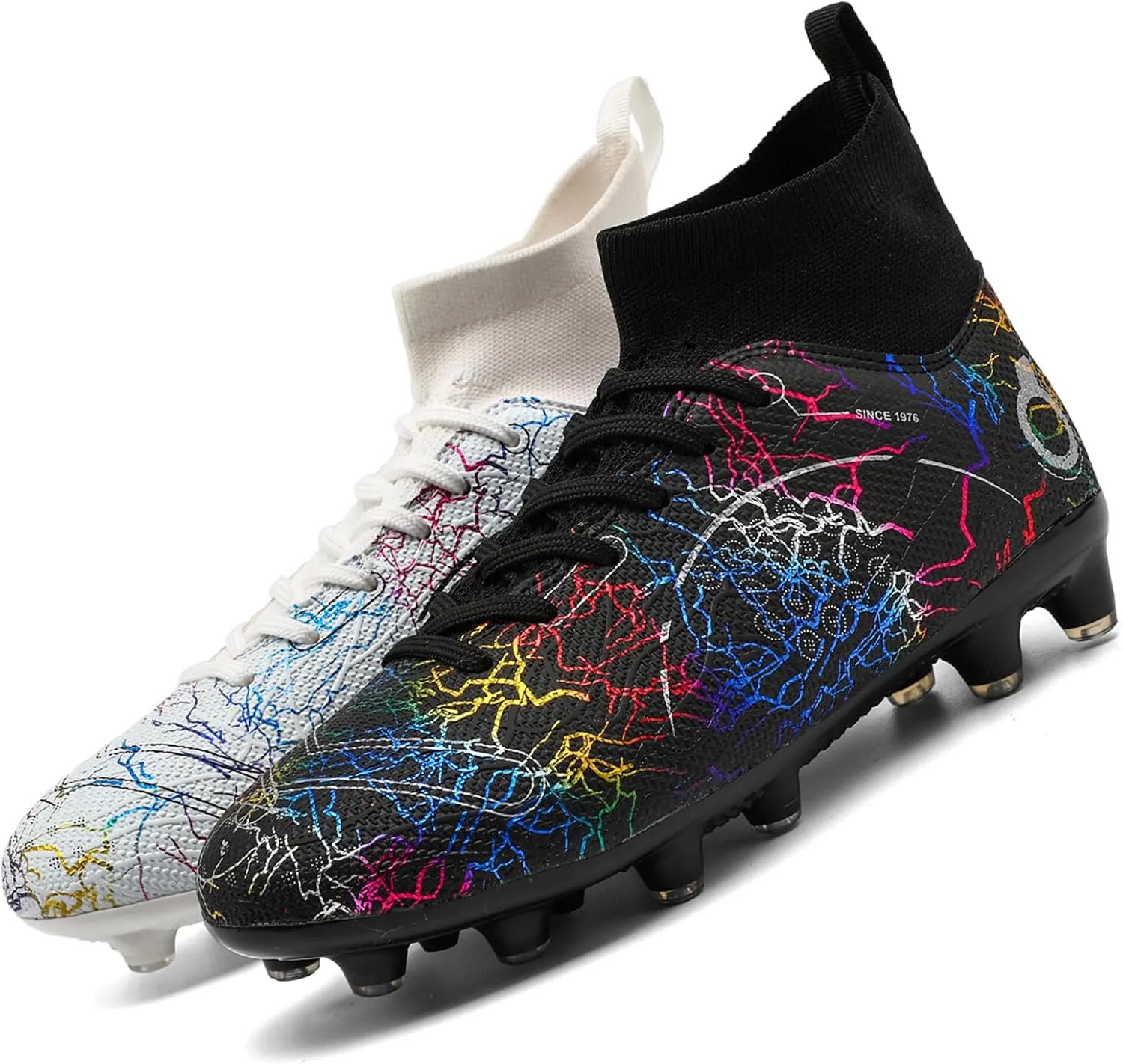 Boys' Soccer Shoes Kids Firm Ground Soccer Cleats Girls Athletic Sneakers Outdoor Turf Football Shoes for Little/Big Kid