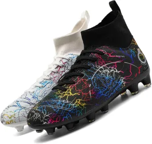 Boys' Soccer Shoes Kids Firm Ground Soccer Cleats Girls Athletic Sneakers Outdoor Turf Football Shoes for Little/Big Kid