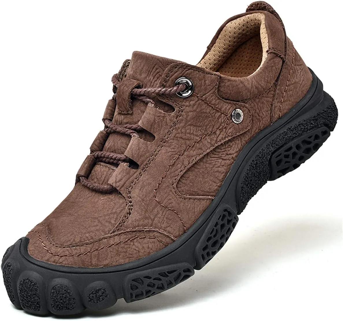 ChicWind Men's Hand Stitching Breathable Hiking Shoes Casual Lace-Up Outdoor Trekking Sneakers