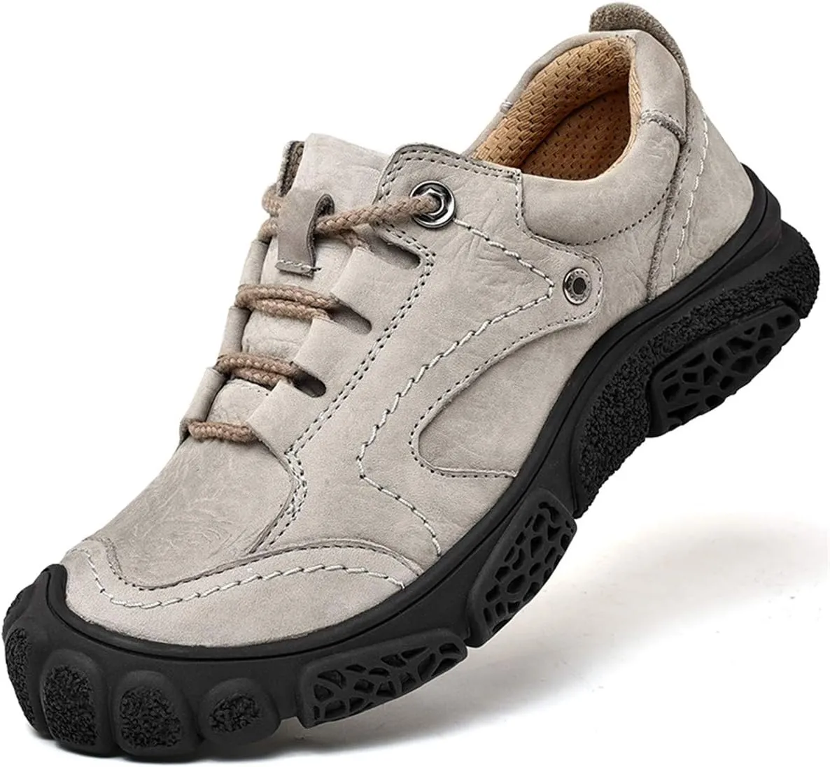 ChicWind Men's Hand Stitching Breathable Hiking Shoes Casual Lace-Up Outdoor Trekking Sneakers