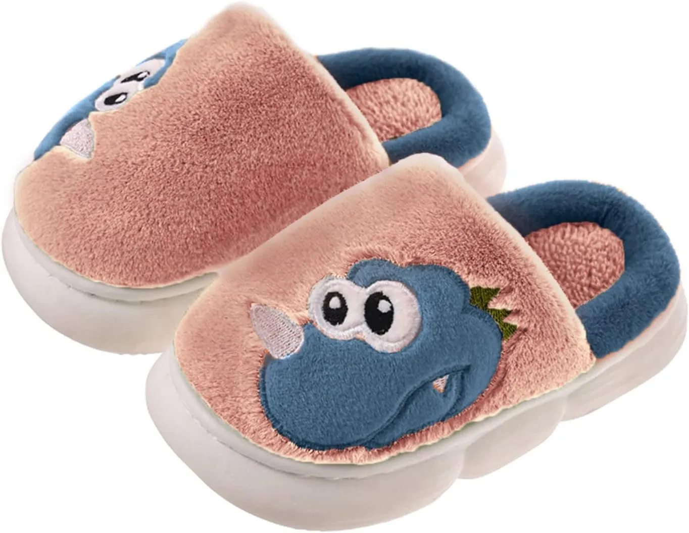 Children Cotton Slippers Boys Girls Autumn Winter Warm Wool Slippers Small Medium Children Dinosaur Boys Loafer Slippers