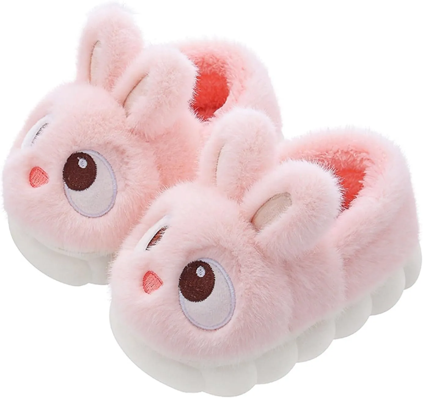 Cute Bunny Boys Girls Winter Slippers Anti Slip Indoor Shoes Cotton Fuzzy Plush Cozy Warm Bedroom Slippers Little Girls