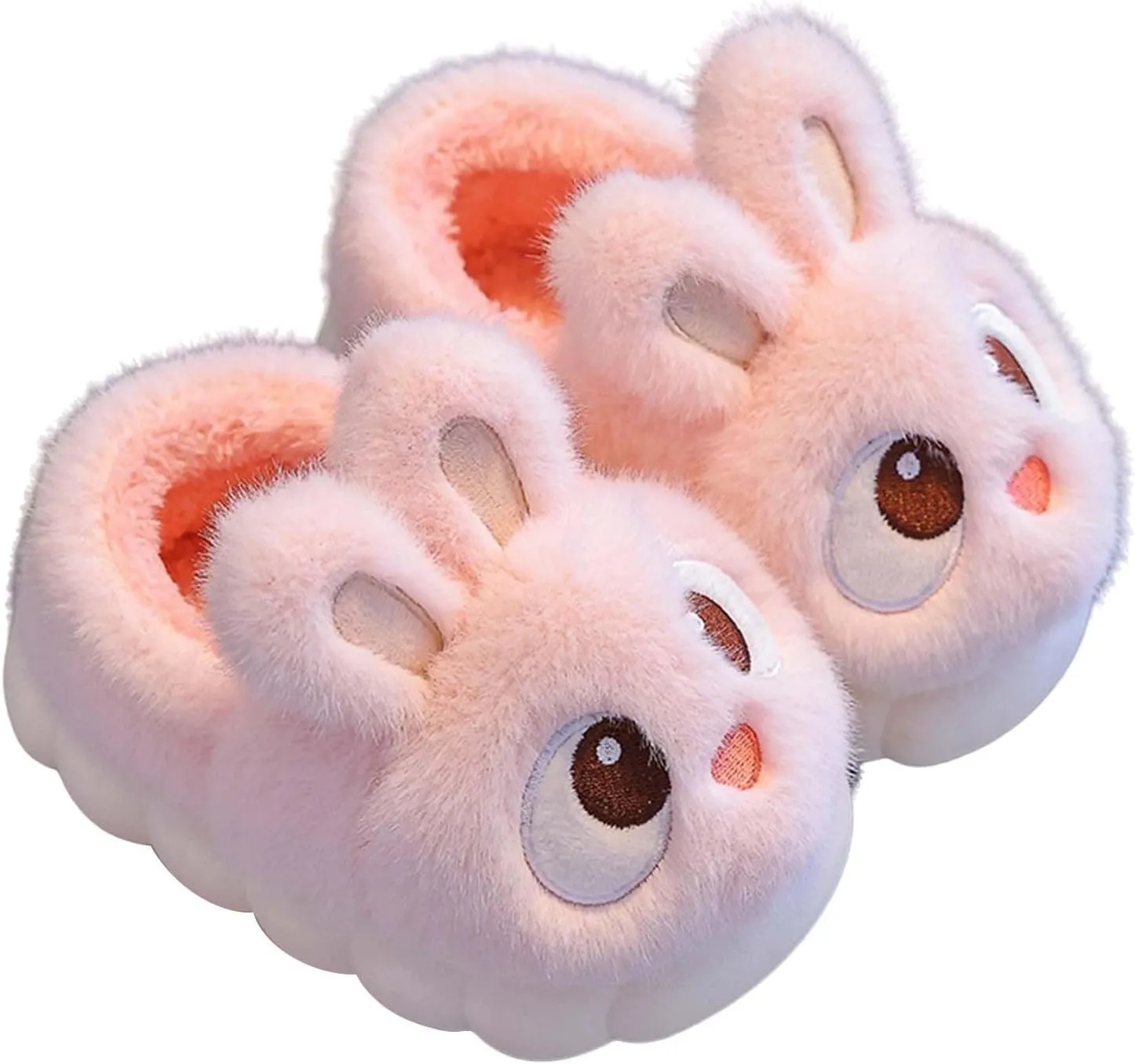 Cute Bunny Boys Girls Winter Slippers Anti Slip Indoor Shoes Cotton Fuzzy Plush Cozy Warm Bedroom Slippers Little Girls