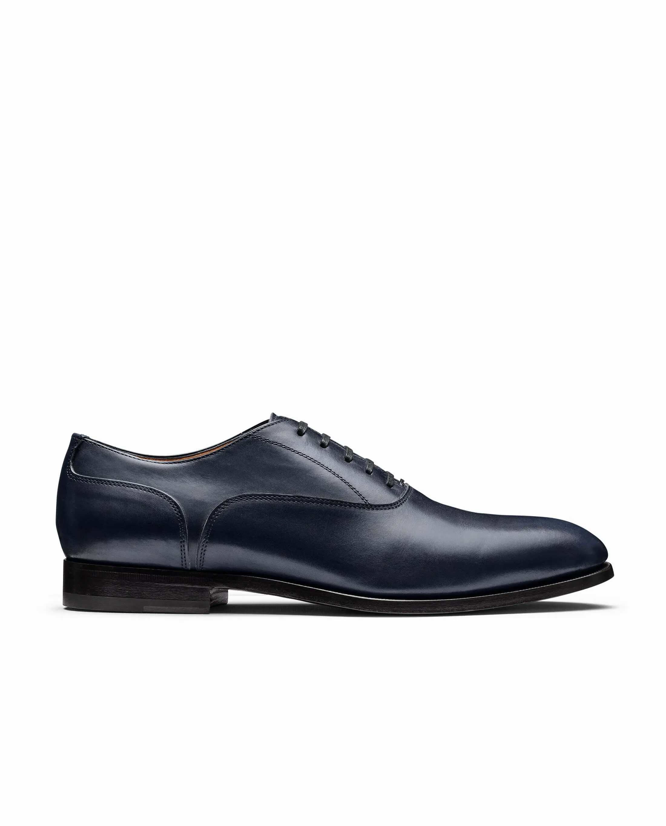 Dark Blue Fine Calf Plain Tip Blake Oxfords