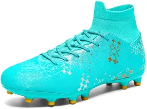Football Cleats Men, Indoor Outdoor High Top Soccer Shoes Lightweight Resistant Training Boots Breathable Professional Turf Shoes Sport Athletic Ground Football Boots Soccer Cleats for Men