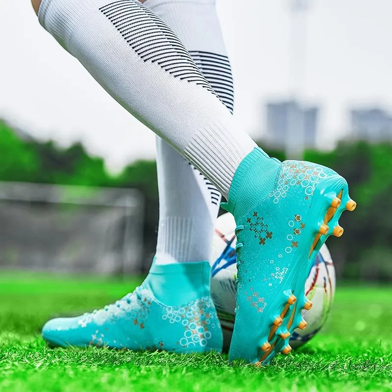 Football Cleats Men, Indoor Outdoor High Top Soccer Shoes Lightweight Resistant Training Boots Breathable Professional Turf Shoes Sport Athletic Ground Football Boots Soccer Cleats for Men