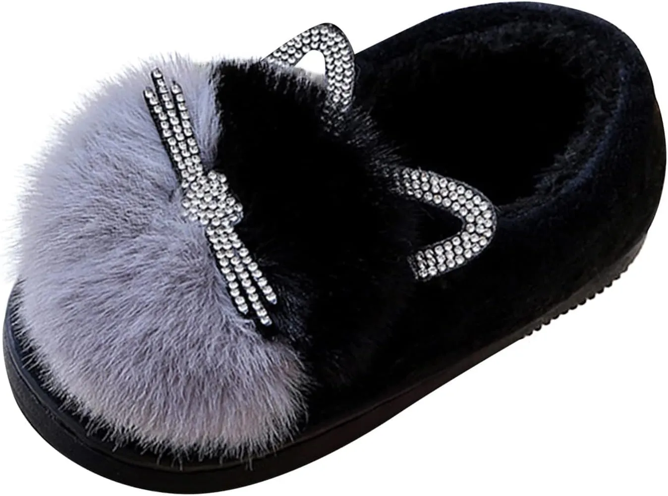 Girls Boys Home Slippers Warm Dinosaur Comfy Fuzzy House Slippers for Toddler Plush Lined Winter Indoor Shoes (Black, 7-8 Years)