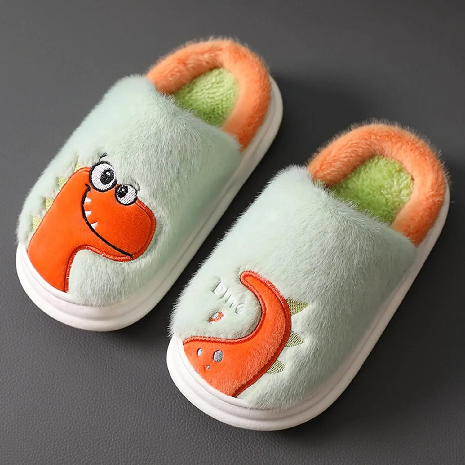 Girls House Slipper Soft Non Slip Bedroom Slipper Fuzzy Dinosaur Slippers Baby Slip On Slipper Indoor Slippers