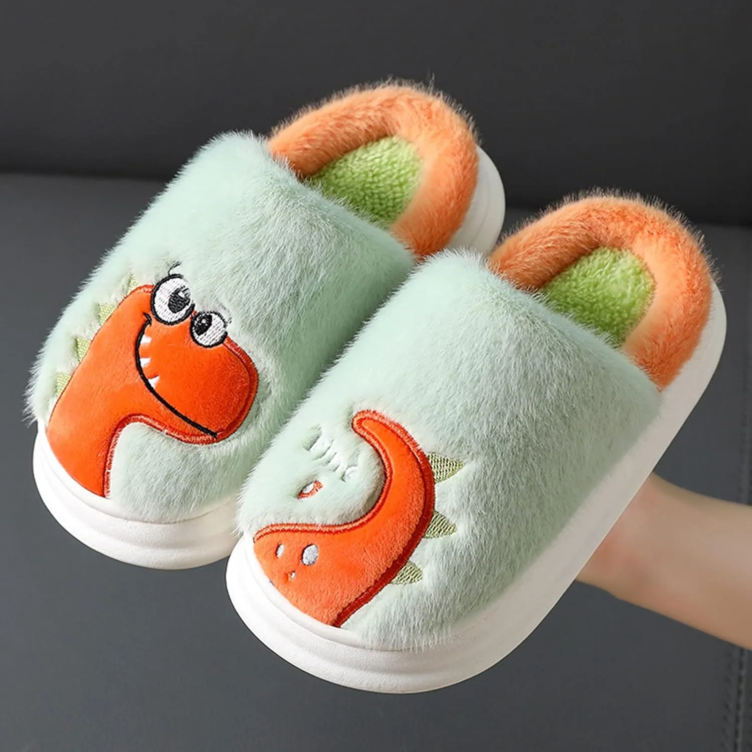 Girls House Slipper Soft Non Slip Bedroom Slipper Fuzzy Dinosaur Slippers Baby Slip On Slipper Indoor Slippers