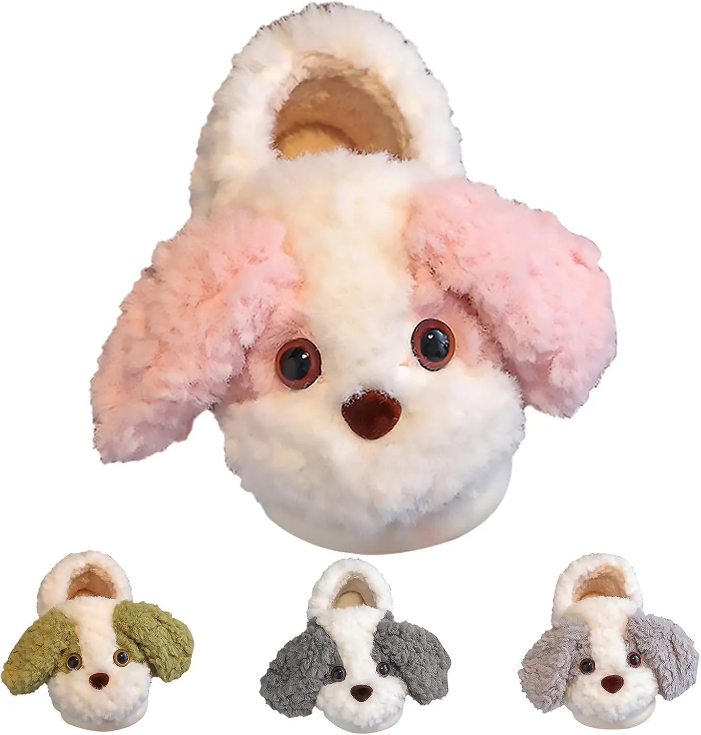 Girls Toddler Slippers Boys Fuzzy House Shoes Little Kid's Cute Puppy Pattern Non-Slip Plush Indoor Slippers