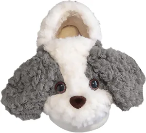 Girls Toddler Slippers Boys Fuzzy House Shoes Little Kid's Cute Puppy Pattern Non-Slip Plush Indoor Slippers