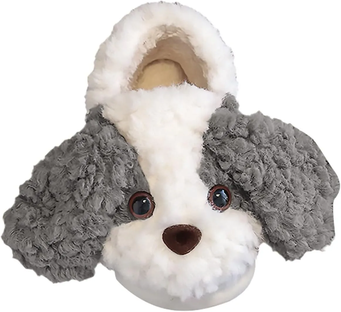 Girls Toddler Slippers Boys Fuzzy House Shoes Little Kid's Cute Puppy Pattern Non-Slip Plush Indoor Slippers