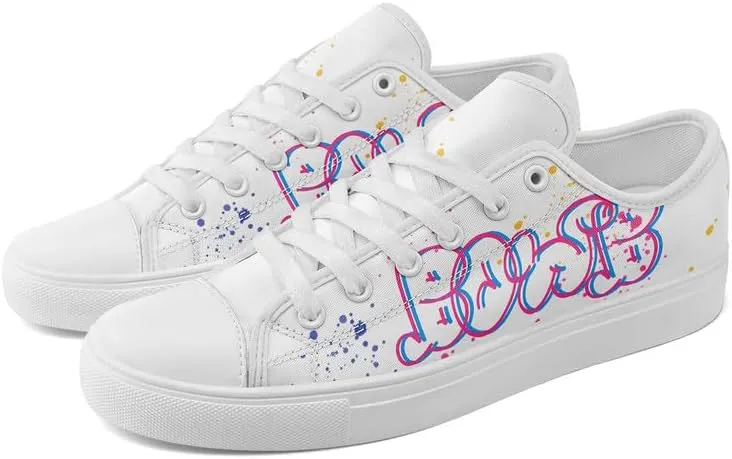 Graffiti Art Low Top Canvas Sneakers Fashion Unisex Streetwear Shoes for Boys Girls Lightweight Casual Footwear