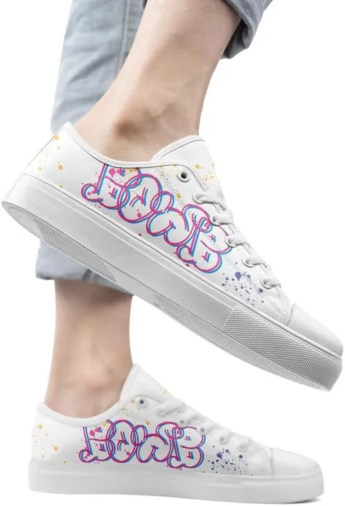 Graffiti Art Low Top Canvas Sneakers Fashion Unisex Streetwear Shoes for Boys Girls Lightweight Casual Footwear