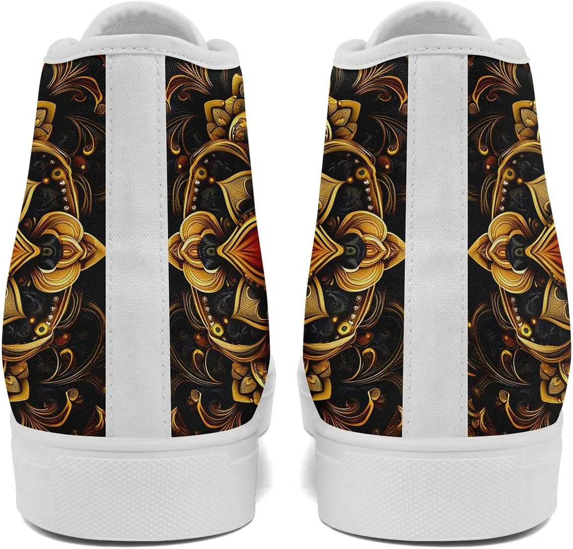 High Top Sneakers for Women Men Canvas Shoes Lightweight Printed Lace Up Fashion Casual Walking Shoes Street Footwear