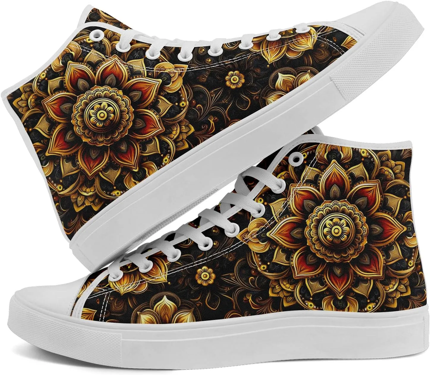 High Top Sneakers for Women Men Canvas Shoes Lightweight Printed Lace Up Fashion Casual Walking Shoes Street Footwear