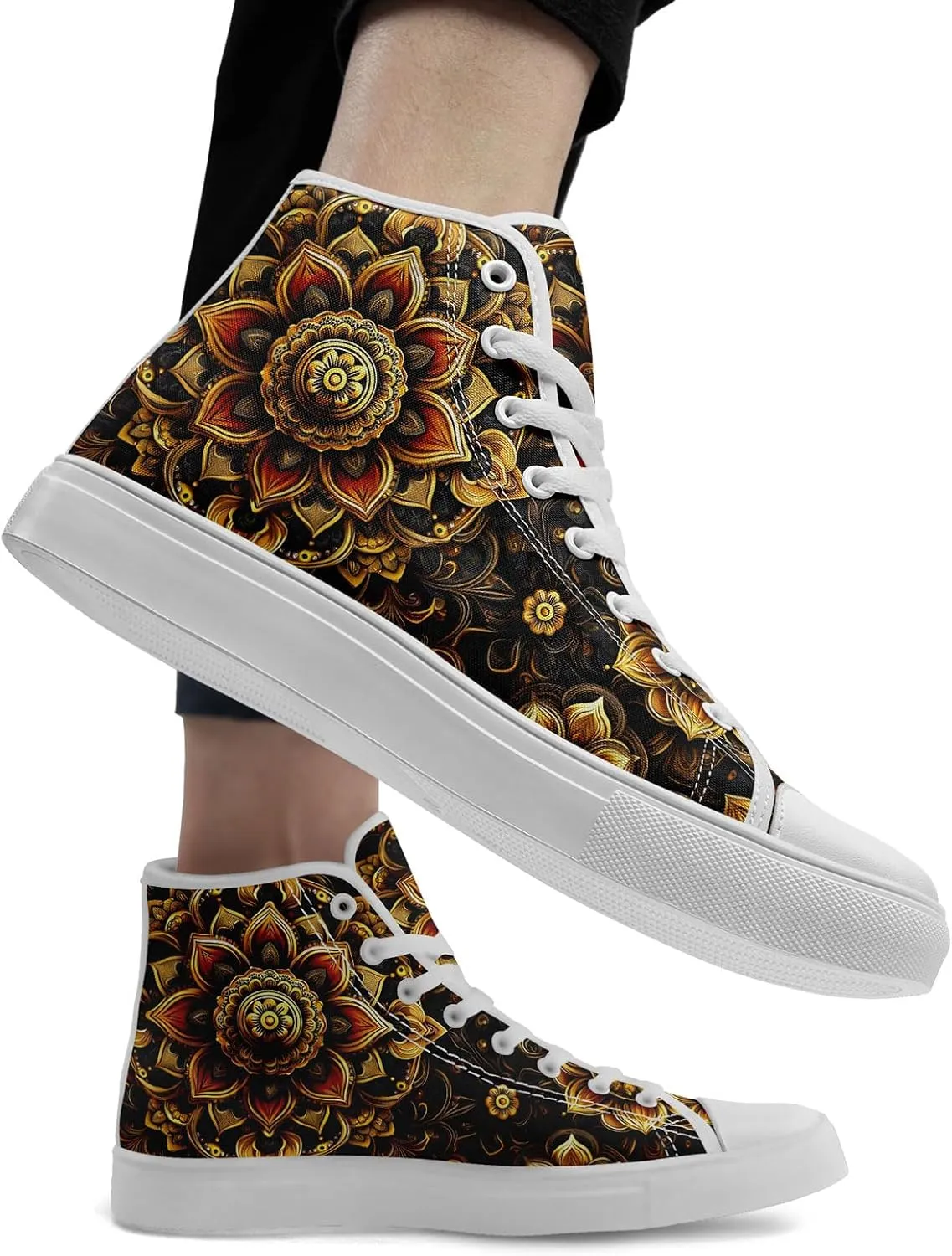 High Top Sneakers for Women Men Canvas Shoes Lightweight Printed Lace Up Fashion Casual Walking Shoes Street Footwear