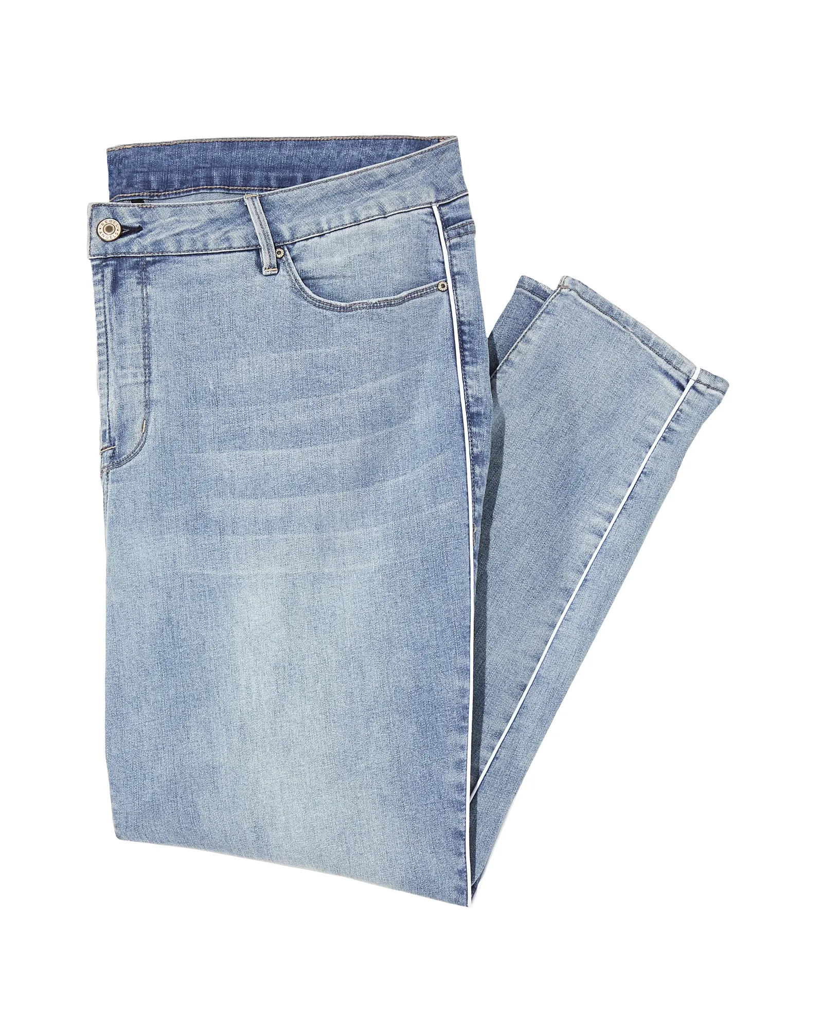 Holmes Cropped Skinny Jean with Contrasting Fashion Stripe | Light Wash