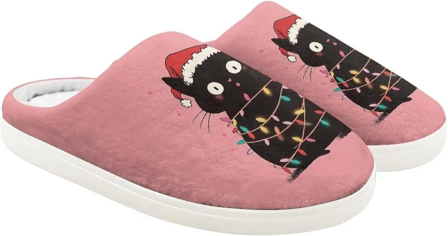 House Slippers for Kids Girls Fuzzy Christmas House Slippers Winter House Shoes-White