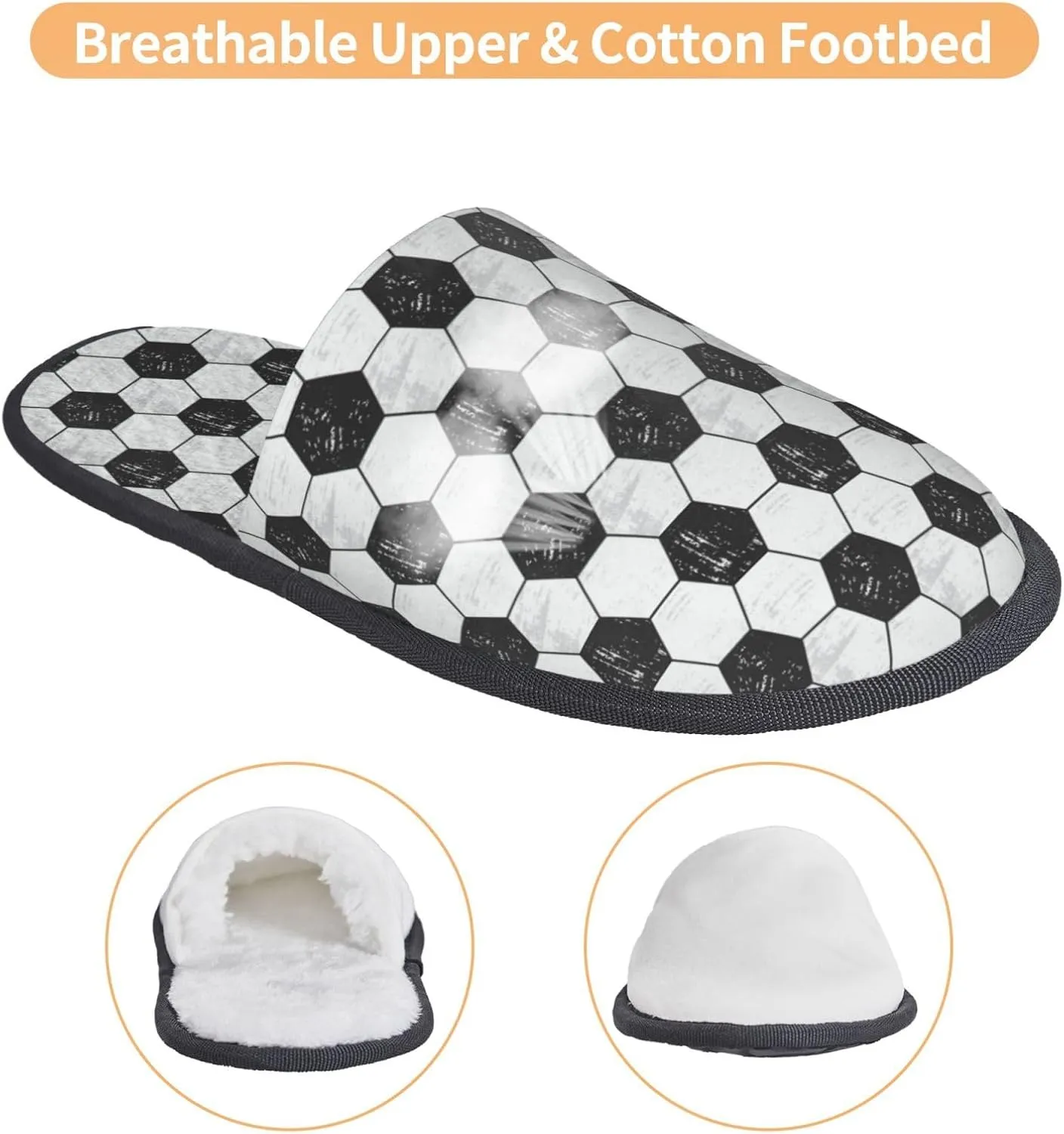 House Slippers for Womens Men - Soccer Soft House Shoes Fuzzy Slippers, Lightweight Slip-On Cozy House Slippers for Womens Indoor Outdoor