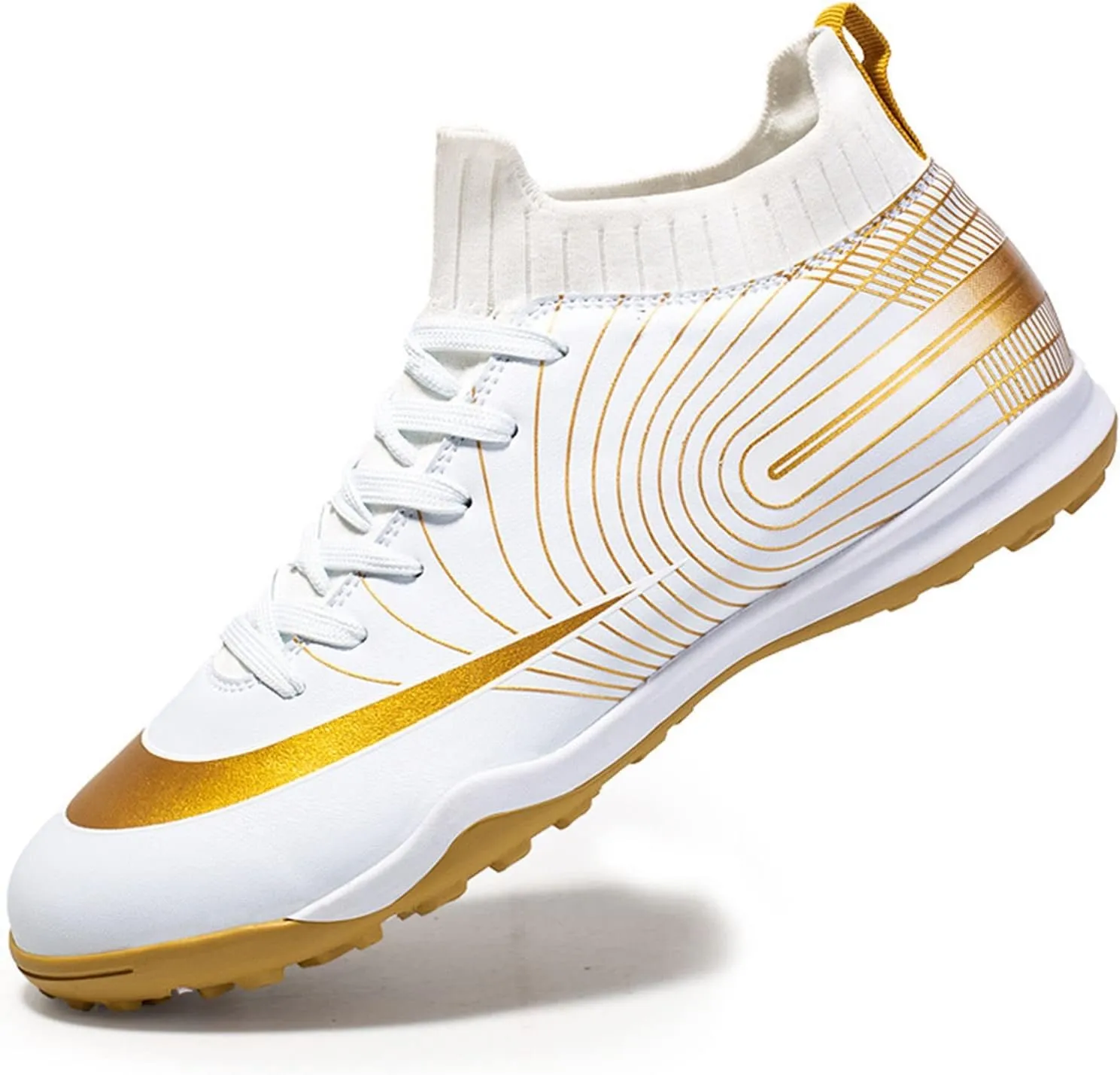 Indoor Soccer Shoes Mens High Gripping Power Non-Slip,Youth Football Cleats High-Top Shock Absorption,Soccer Cleats TF Comfortable Soft