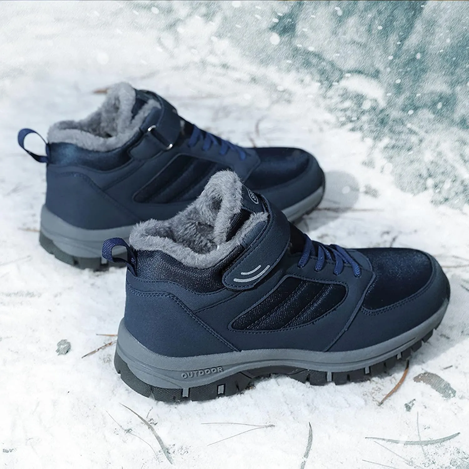 Insulated Hiking Boots Women aterproof Non-Slip Plush Lined Snow Shoes For Women Slip On Casual Shoes