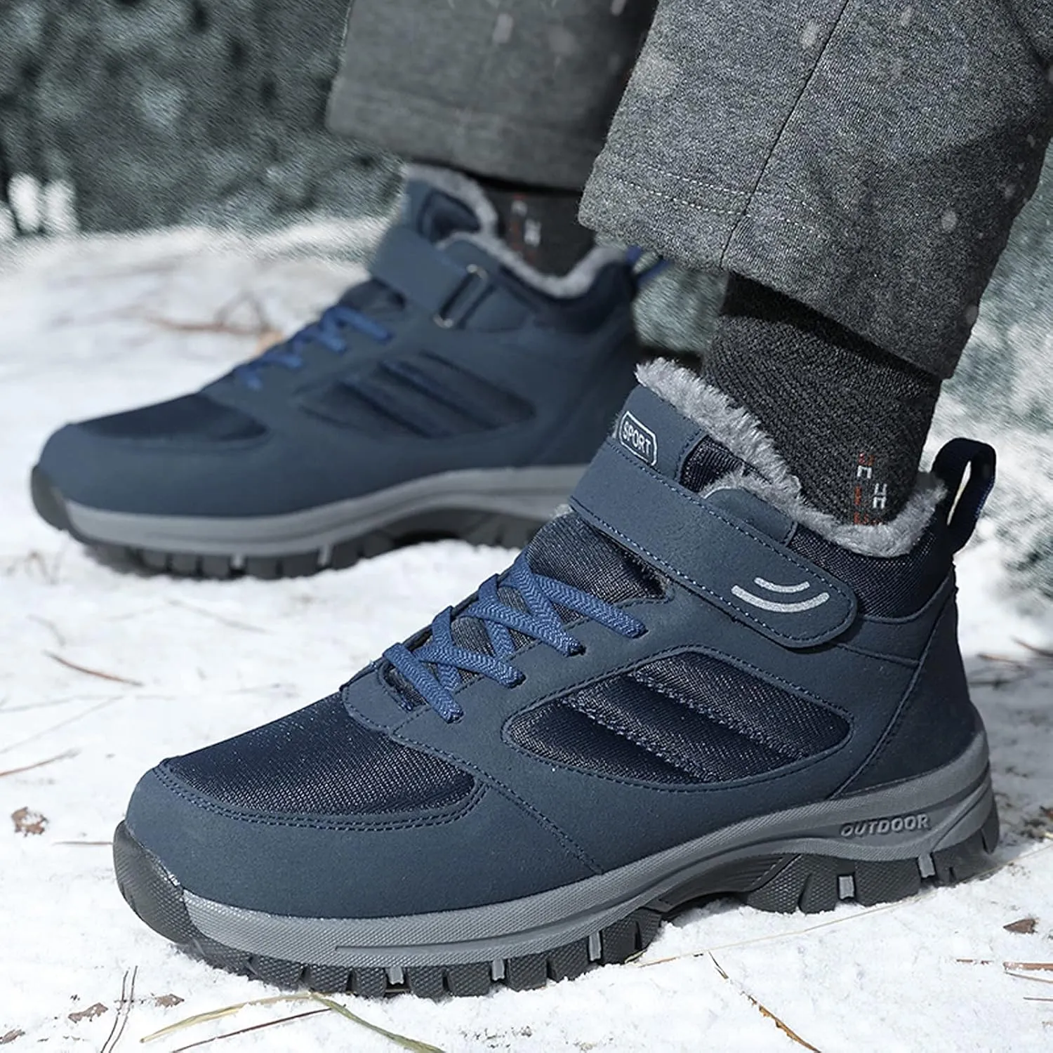 Insulated Hiking Boots Women aterproof Non-Slip Plush Lined Snow Shoes For Women Slip On Casual Shoes