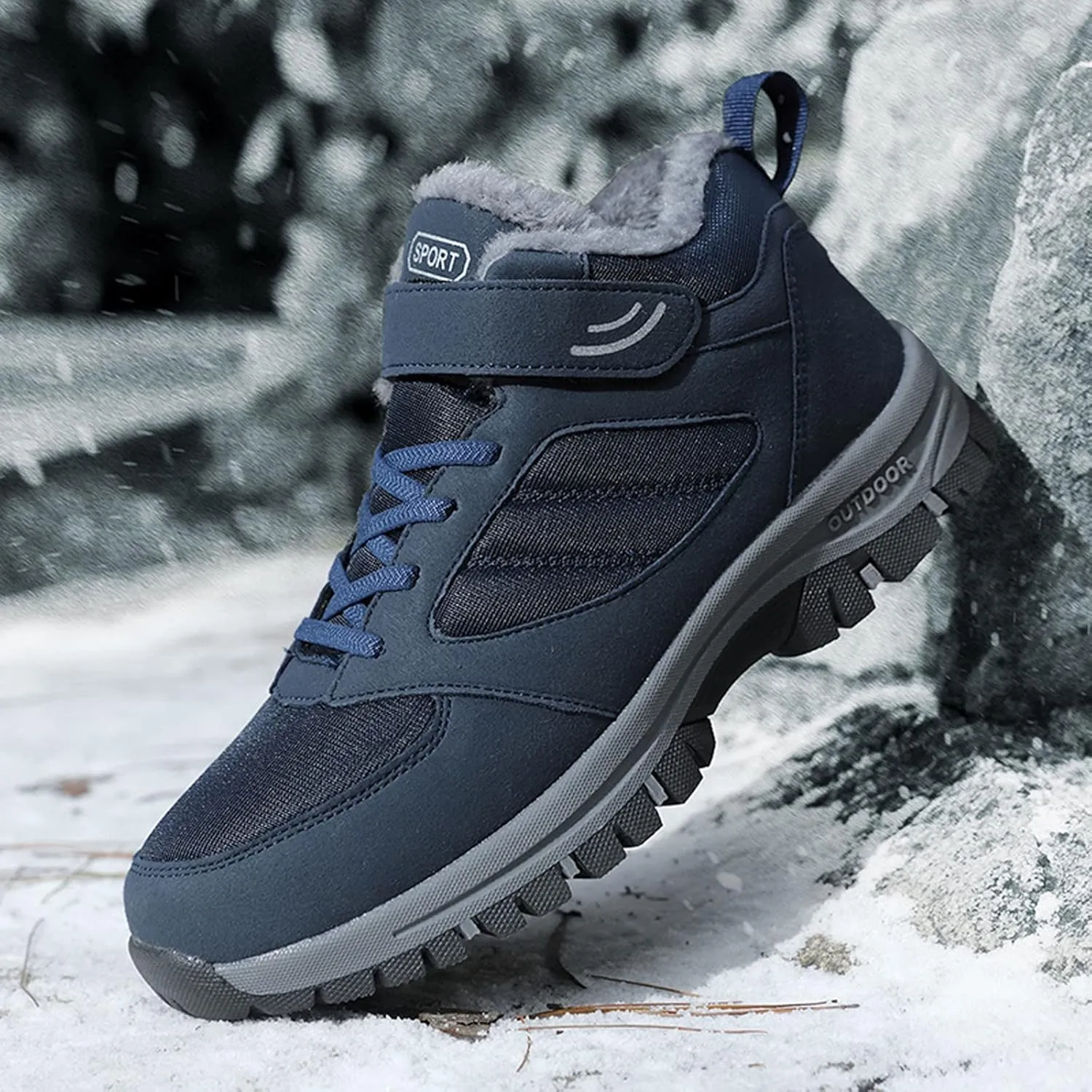 Insulated Hiking Boots Women aterproof Non-Slip Plush Lined Snow Shoes For Women Slip On Casual Shoes