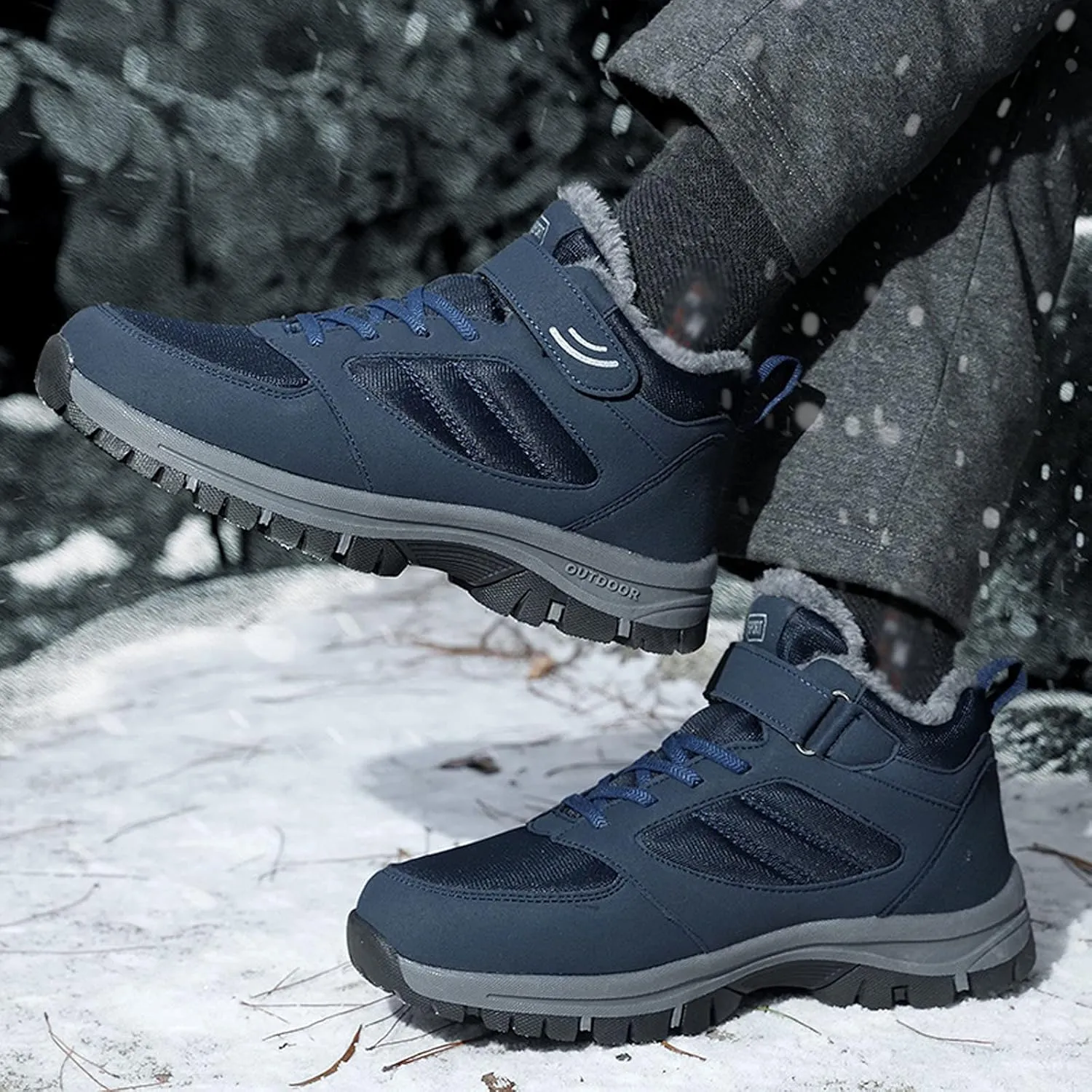 Insulated Hiking Boots Women aterproof Non-Slip Plush Lined Snow Shoes For Women Slip On Casual Shoes