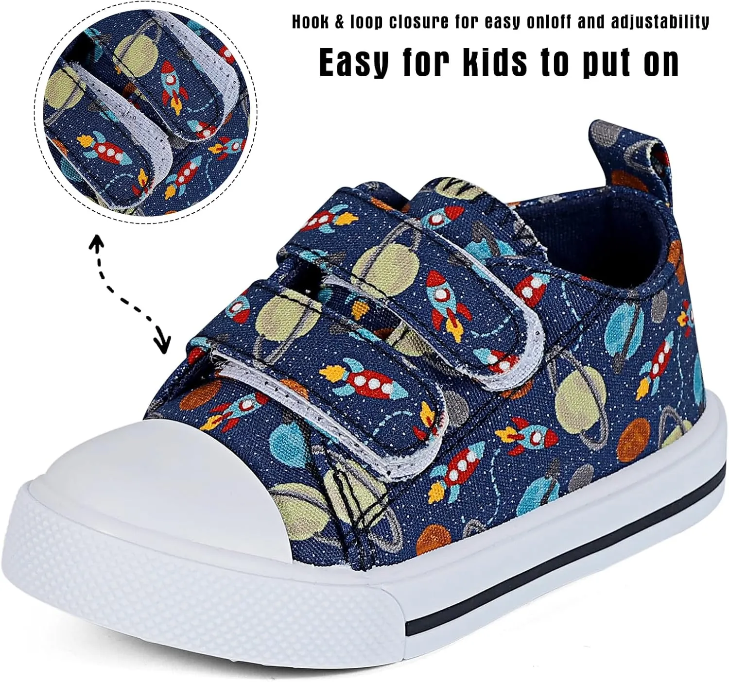 KAKU NANU Toddler Sneakers for Boys and Girls, Cute Cartoon Kids Soft Walking Shoes with Dual Hook and Loop