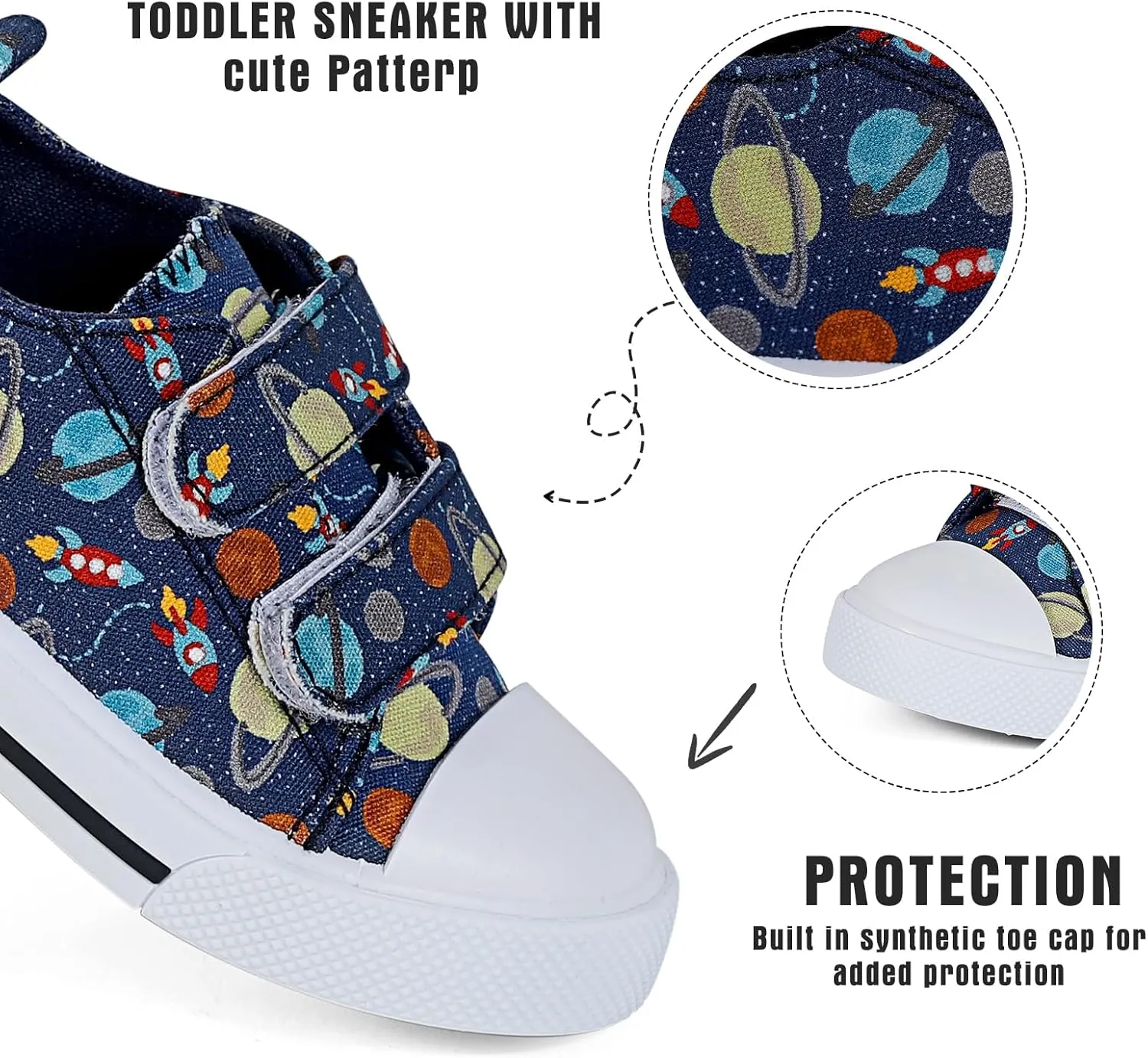 KAKU NANU Toddler Sneakers for Boys and Girls, Cute Cartoon Kids Soft Walking Shoes with Dual Hook and Loop