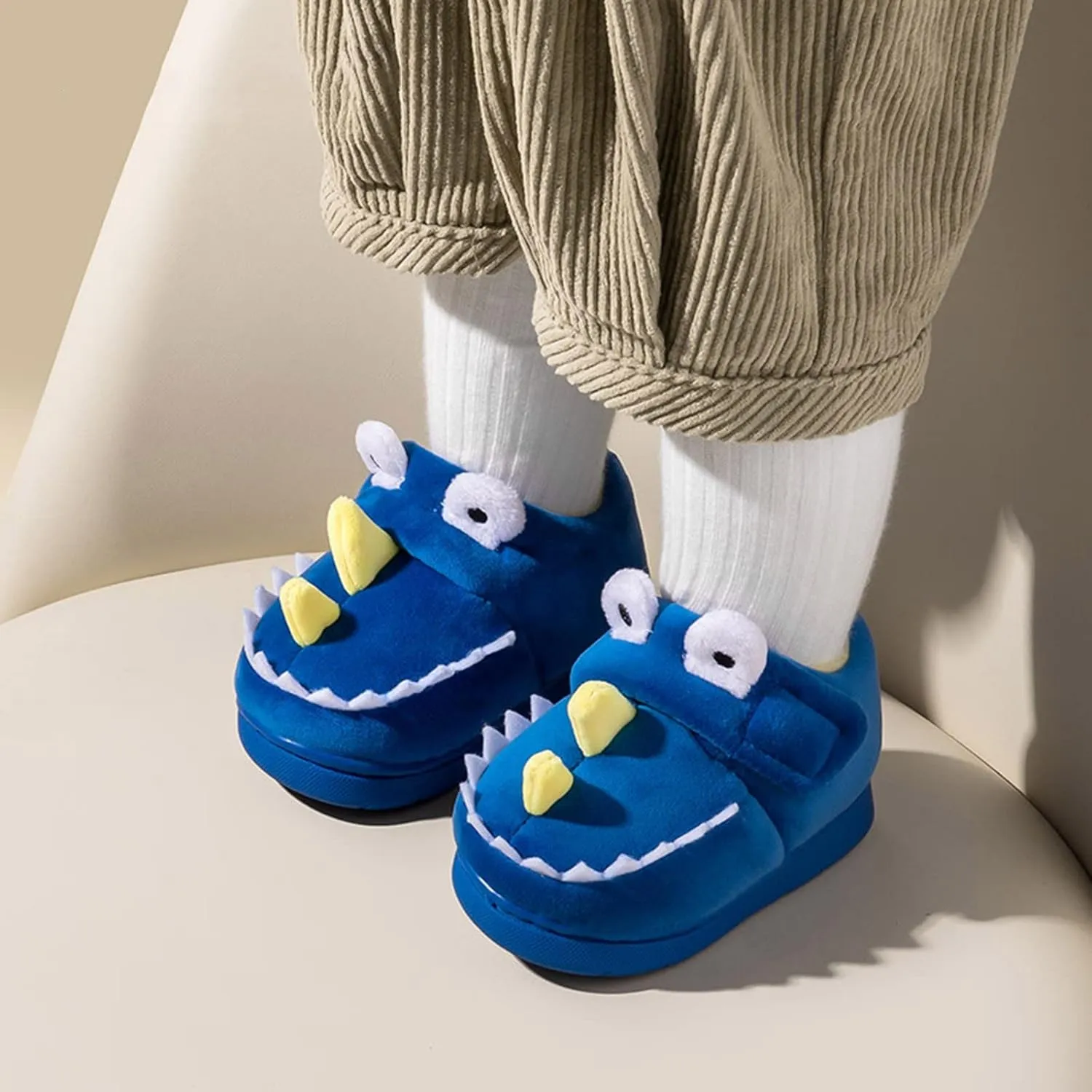 Kids Toddler Slippers Boys Girls Cute Animals Dinosaur House Shoes Warm Non-Slip Cozy Indoor Outdoor Winter Walking Shoes