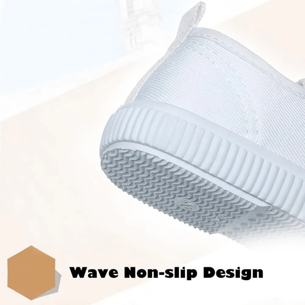 Kids White Canvas Shoes Toddler Classic Slip-on Sneaker for Girls Boys Casual Tennis Running Shoes